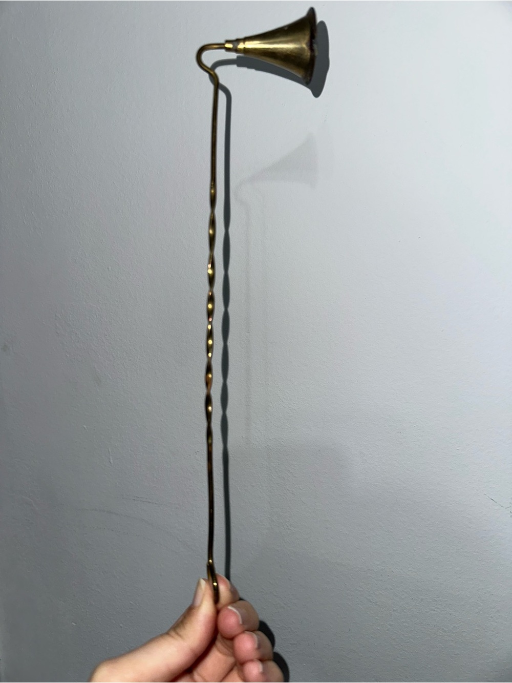 Vintage Solid Brass Candle Snuffer with Long Twisted Handle